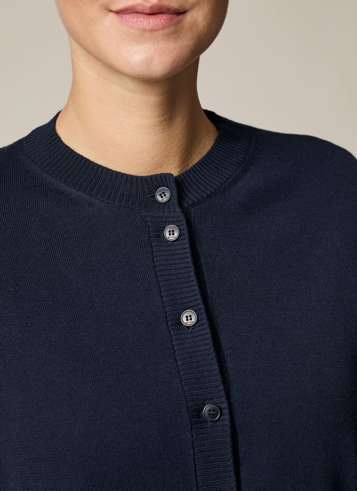 Strickjacke Knopf 1/1 Arm, Navy Detailansicht 1