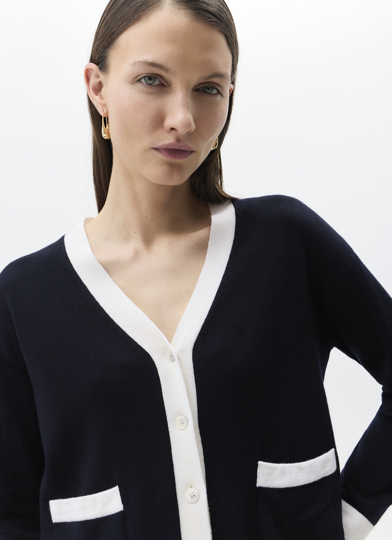 Strick Cardigan 1/1 Arm, Navy Detailansicht 1