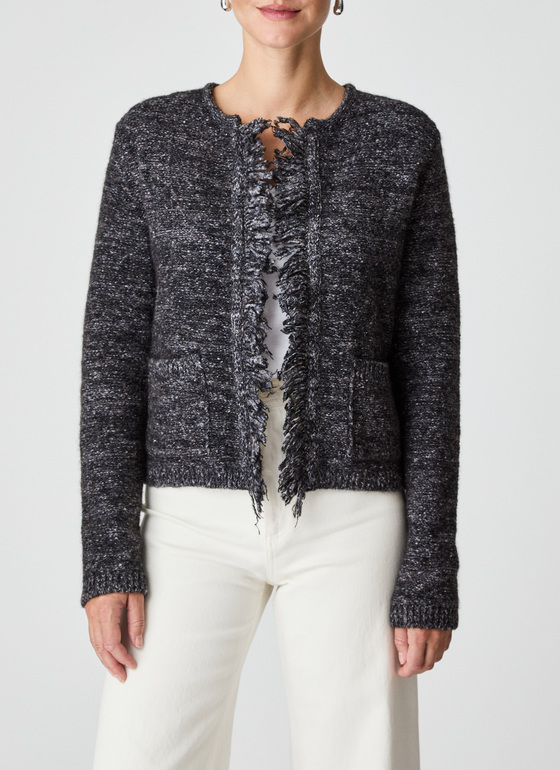 Strickjacke 1/1 Arm Black Frontansicht