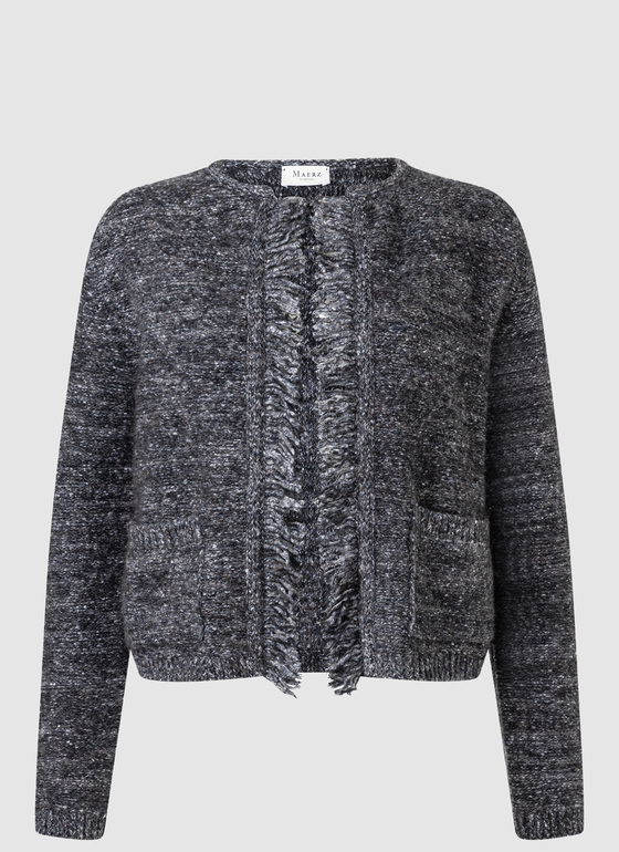 Strickjacke 1/1 Arm Black Frontansicht