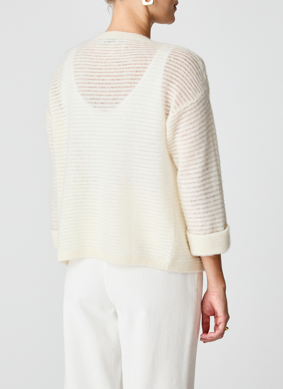 Strickjacke 1/1 Arm, New White Detailansicht 1