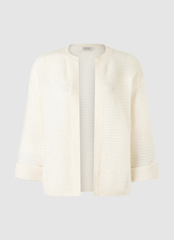 Strickjacke 1/1 Arm New White Frontansicht