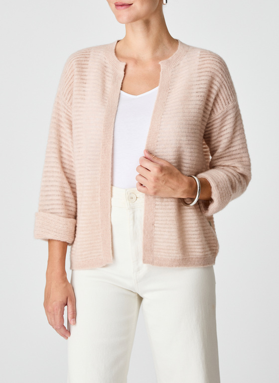 Strickjacke 1/1 Arm Pastel Peach Frontansicht