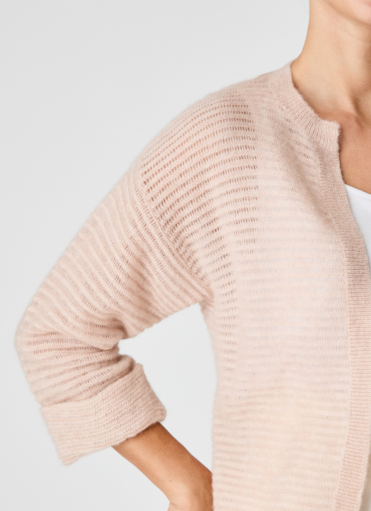 Strickjacke 1/1 Arm, Pastel Peach Detailansicht 2