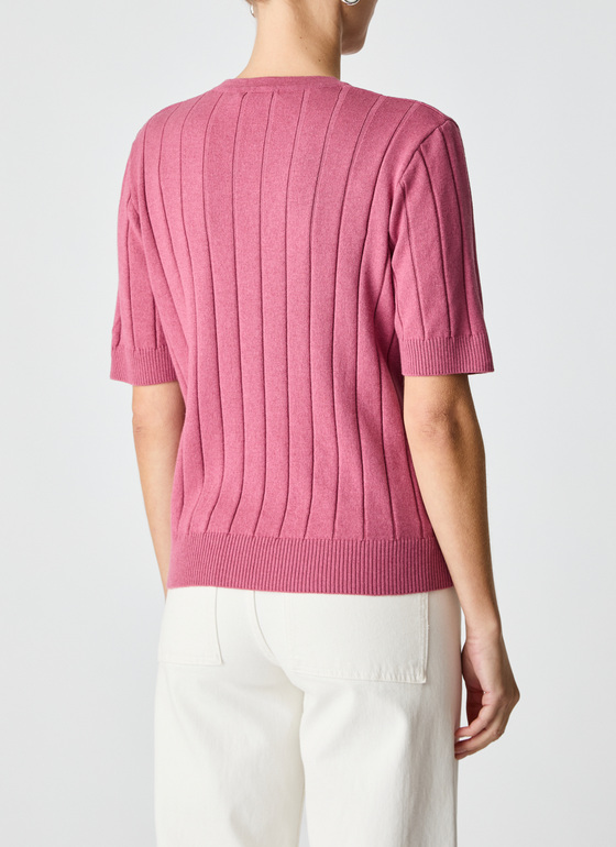 Strickjacke Knopf 1/1 Arm Smoky Pink Frontansicht