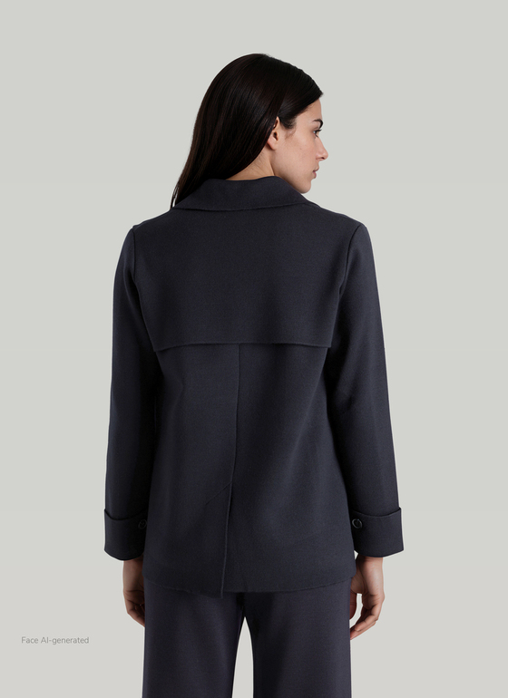 Strickjacke 1/1 Arm Navy Frontansicht