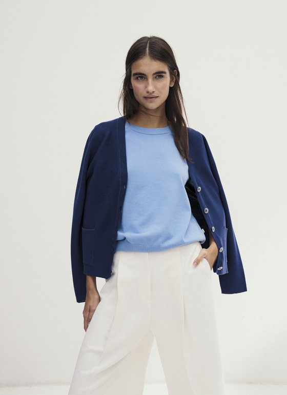 Strick Cardigan 1/1 Arm Midnight Sail Frontansicht