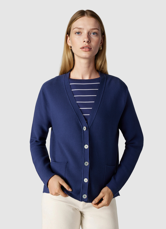 Strick Cardigan 1/1 Arm Midnight Sail Frontansicht