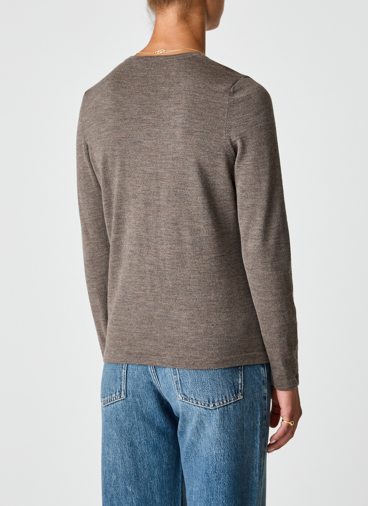 Pullover V-Ausschnitt 1/1 Arm, Hardwood Rückansicht