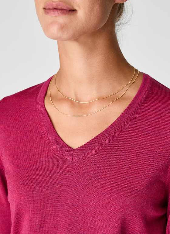 Pullover V-Ausschnitt 1/1 Arm Shocking Pink Frontansicht