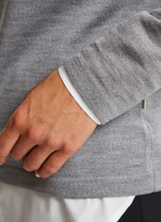 Pullover Rundhals 1/1 Arm Silver Fox Frontansicht