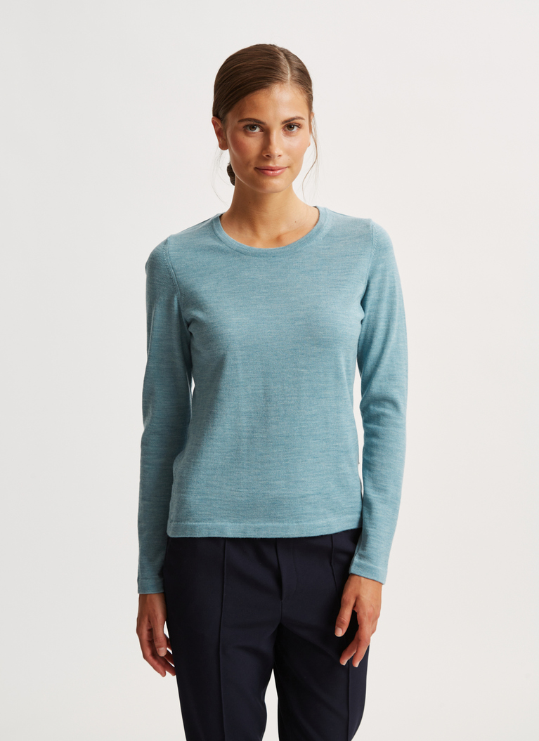 Pullover Rundhals 1/1 Arm, Ocean Green Frontansicht