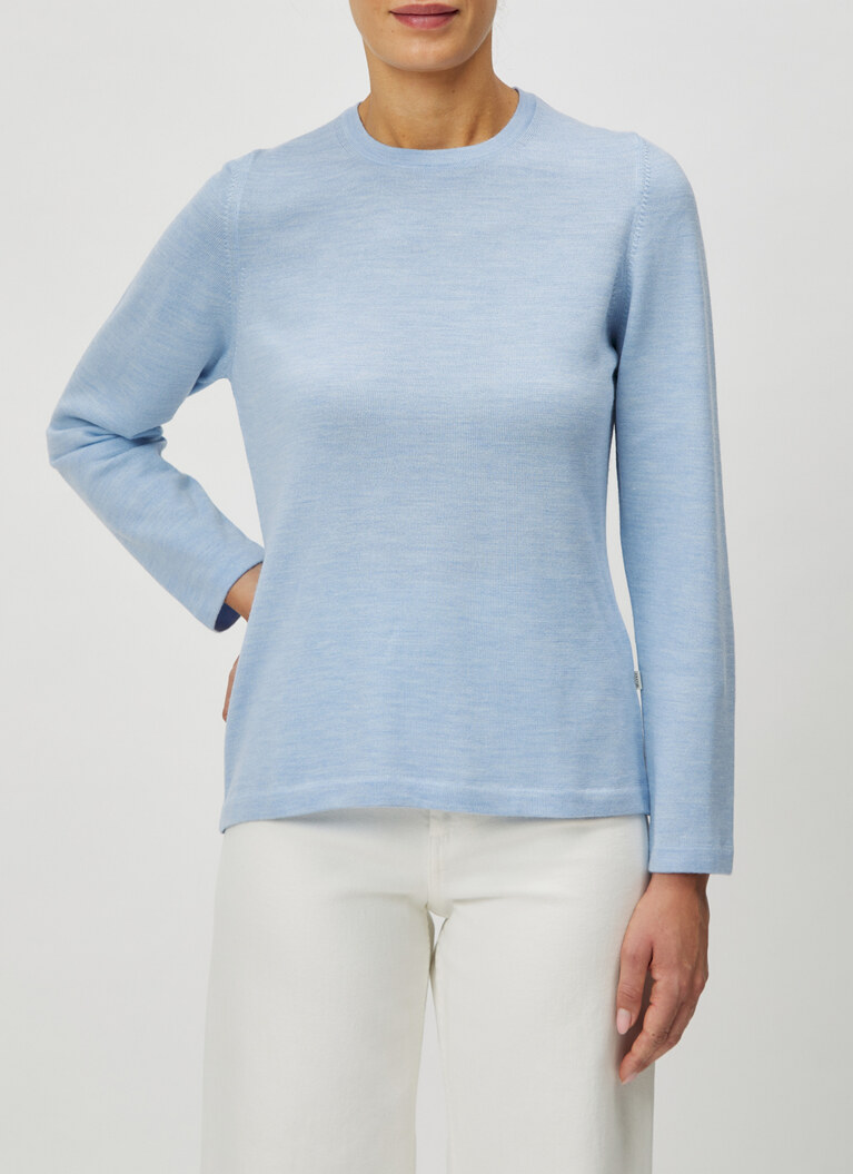 Pullover Rundhals 1/1 Arm, Blue Fountain Frontansicht