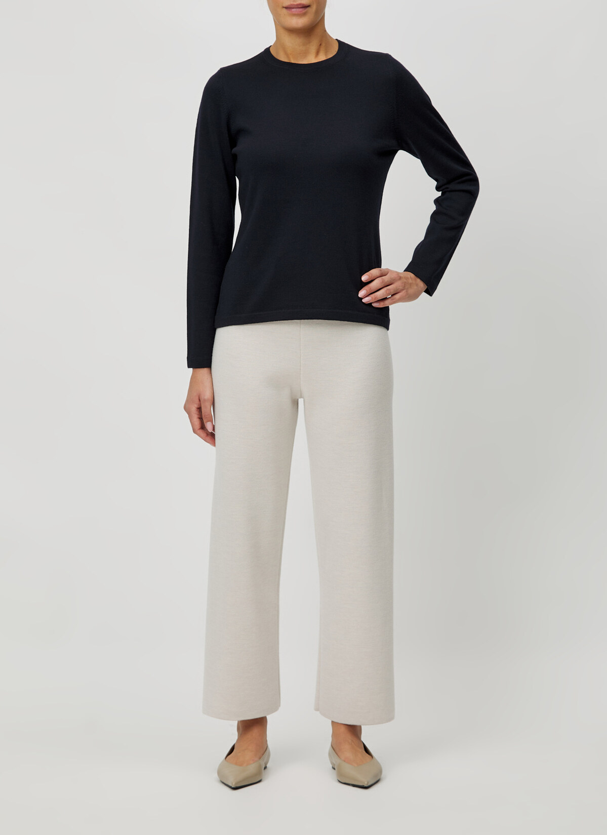 Pullover Rundhals 1/1 Arm, Navy Detailansicht 2