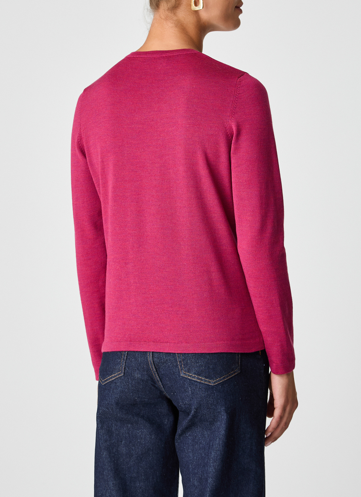 Pullover Rundhals 1/1 Arm, Shocking Pink Rückansicht