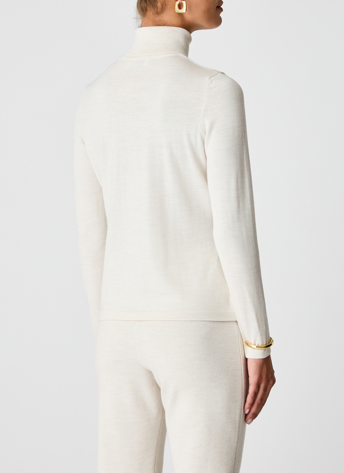 Pullover Rollkragen 1/1 Arm, Off White Rückansicht