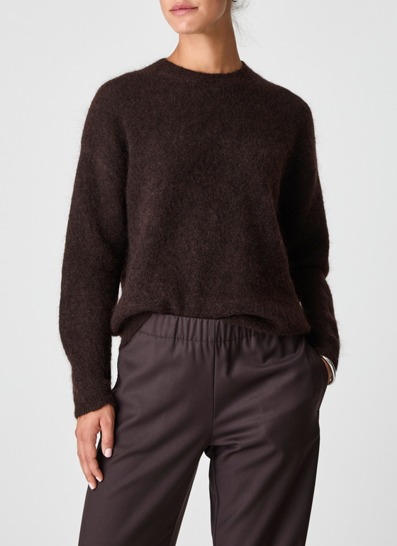 Pullover Rundhals 1/1 Arm Dark Espresso Frontansicht