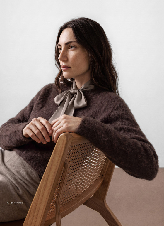 Pullover Rundhals 1/1 Arm Dark Coffee Frontansicht