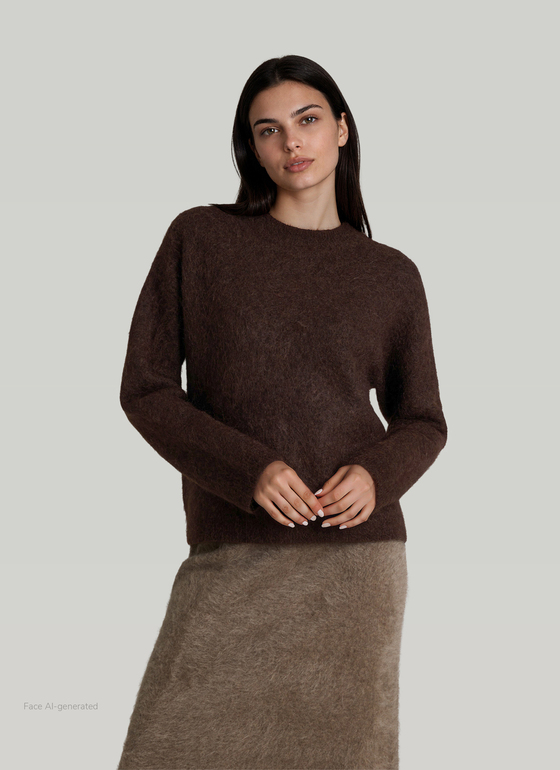 Pullover Rundhals 1/1 Arm Dark Coffee Frontansicht