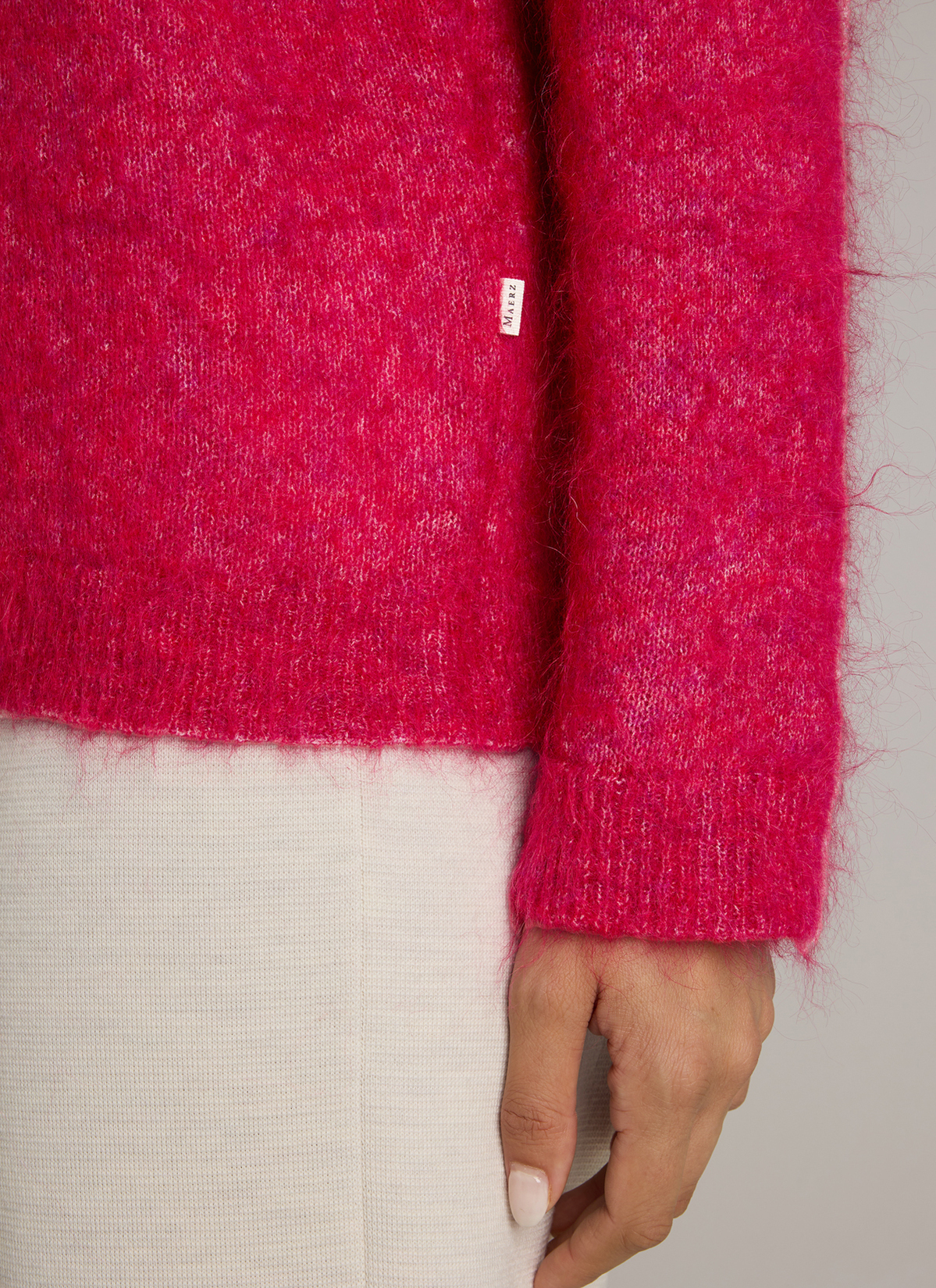 Pullover Rundhals 1/1 Arm, Peony Red Detailansicht 1