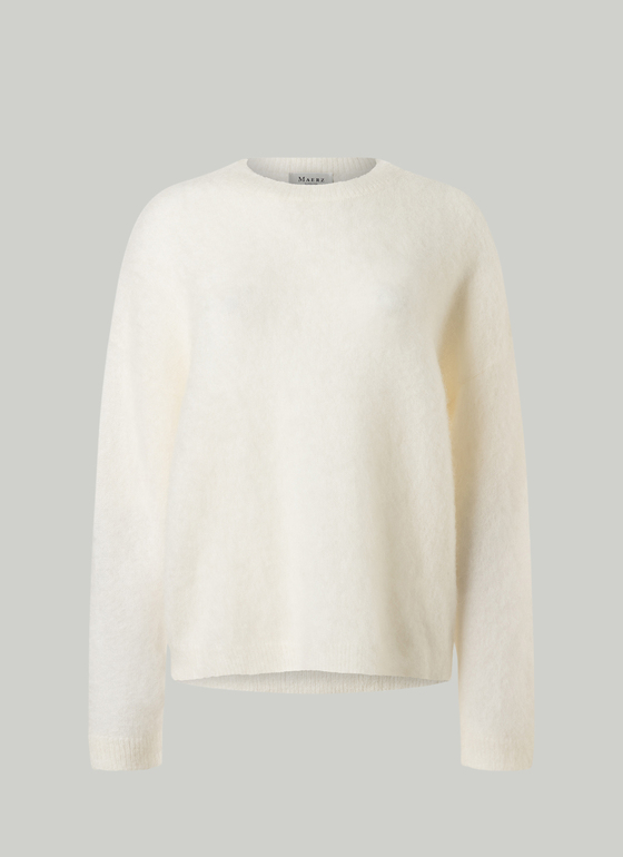 Pullover Rundhals 1/1 Arm New White Frontansicht