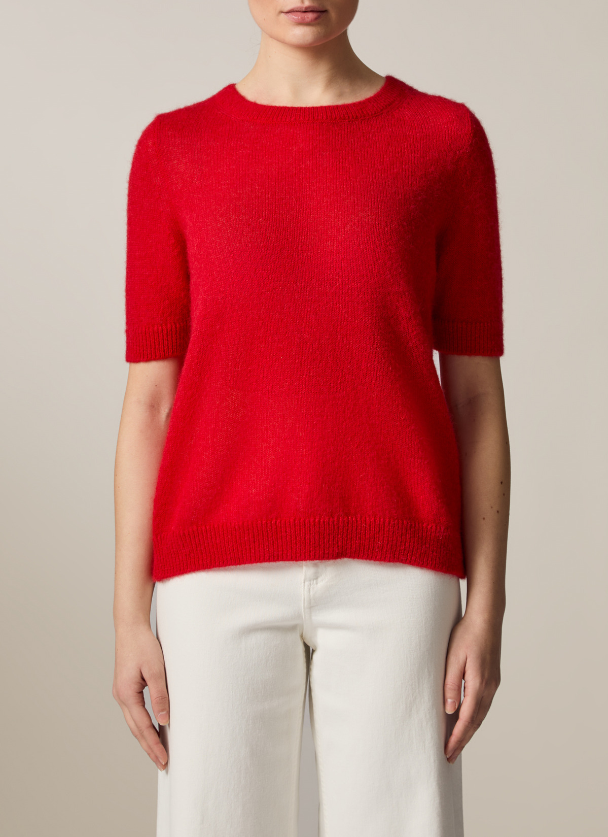 Pullover Rundhals 1/2 Arm, Lychee Red Detailansicht 1