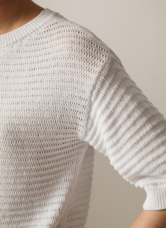 Pullover Rundhals 1/1 Arm Pure White Frontansicht