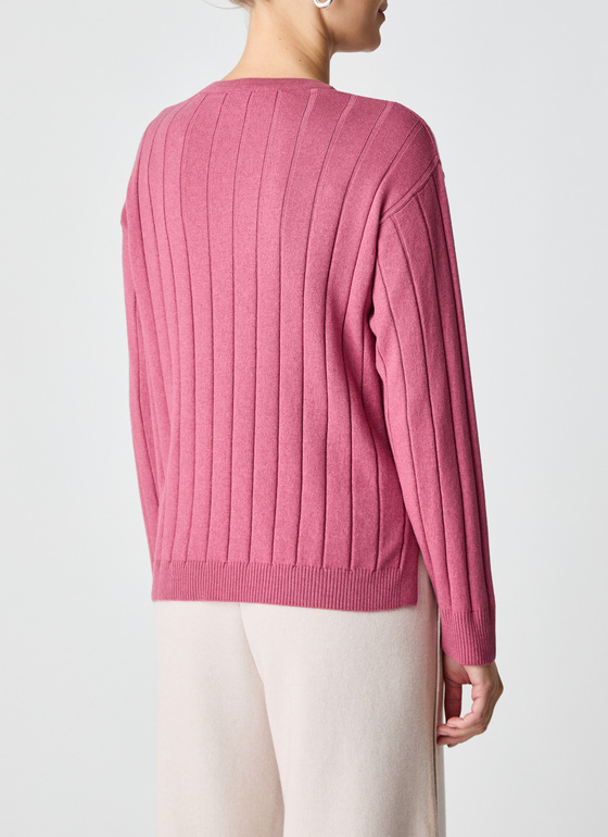 Pullover Rundhals 1/1 Arm Smoky Pink Frontansicht