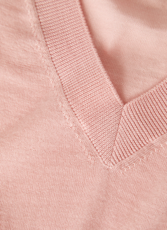 Pullover V-Ausschnitt 1/1 Arm Pastel Peach Frontansicht