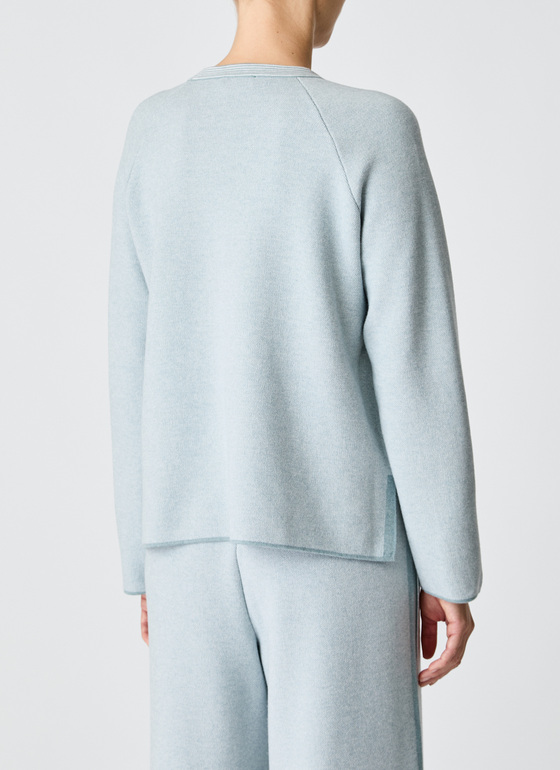 Pullover Rundhals 1/1 Arm Lake Blue Frontansicht