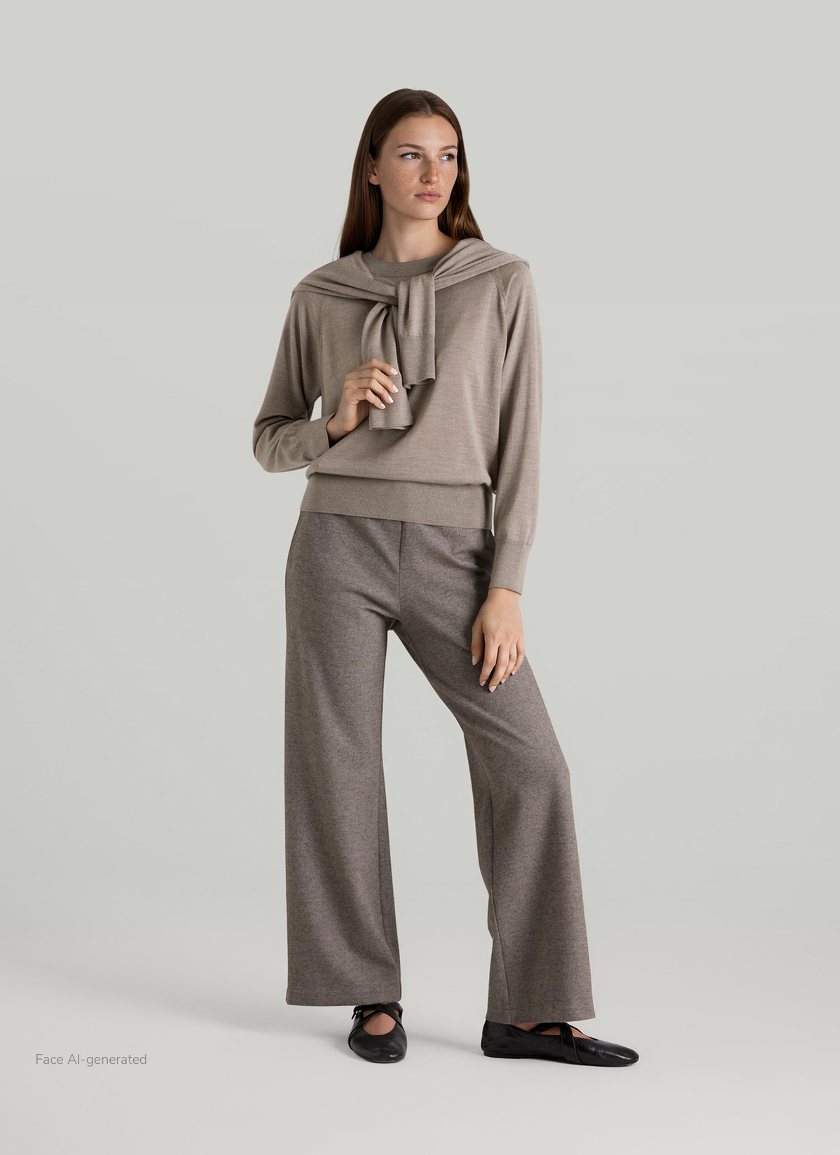 Pullover Rundhals 1/1 Arm, Taupe Grey Detailansicht 2