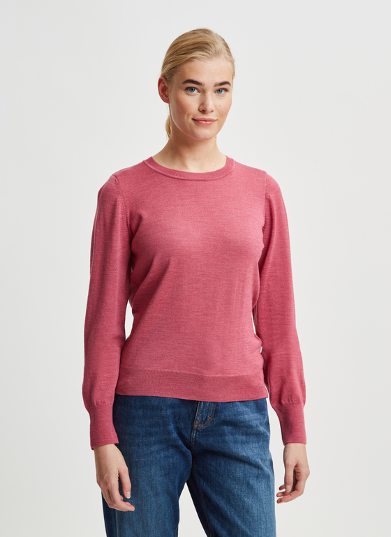 Pullover Rundhals 1/1 Arm Fuchsia Frontansicht