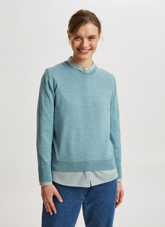 Pullover Rundhals 1/1 Arm Ocean Green Frontansicht