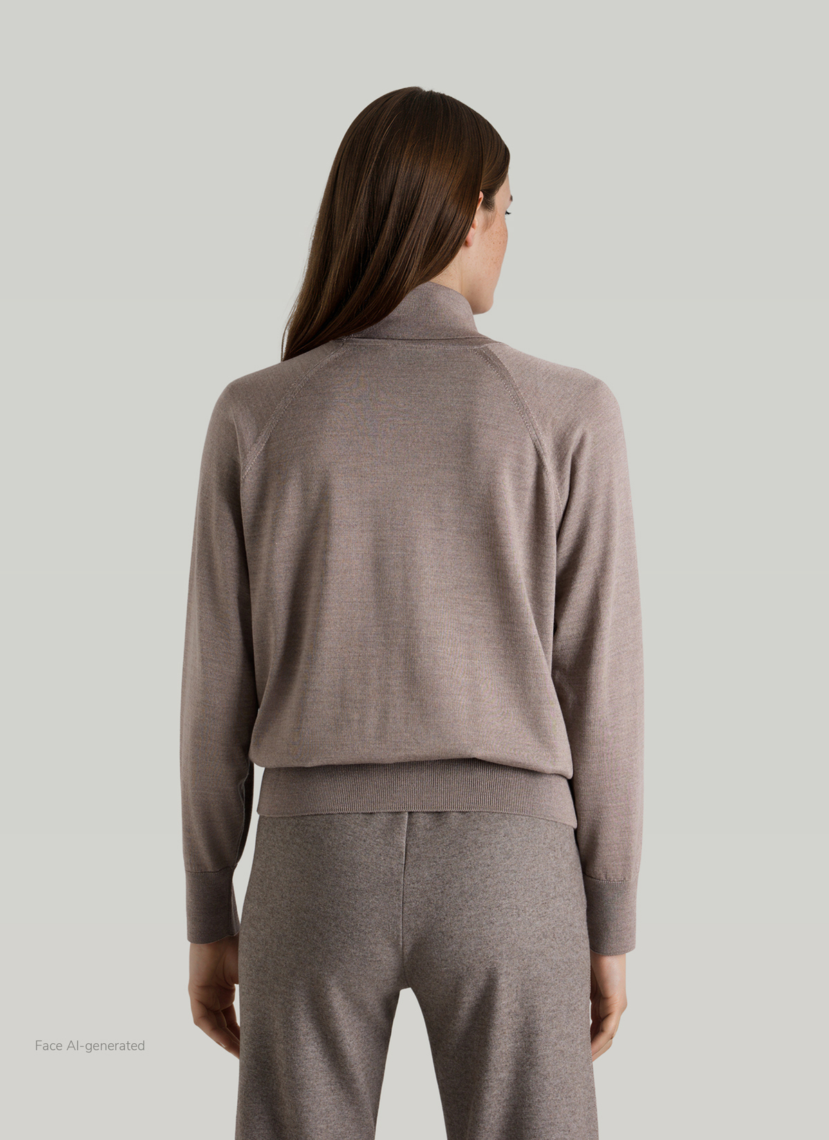 Pullover Rollkragen 1/2 Arm, Taupe Grey Rückansicht
