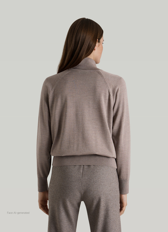Pullover Rollkragen 1/2 Arm Taupe Grey Frontansicht