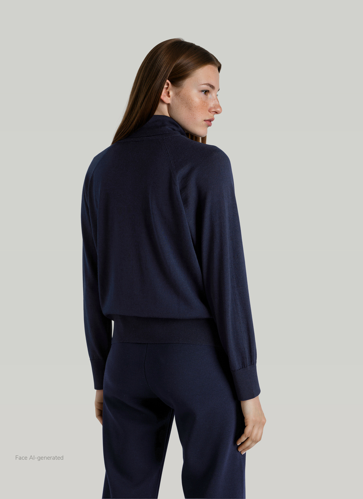 Pullover Rollkragen 1/2 Arm, Dark Denim Rückansicht