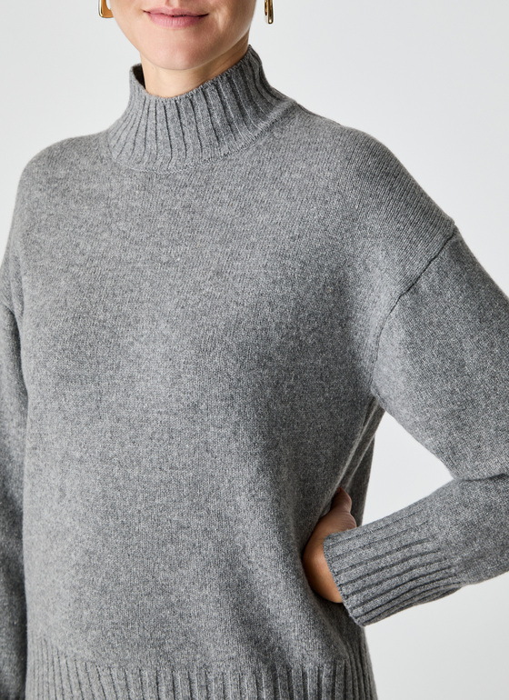Pullover Stehkragen 1/1 Arm Granite Grey Frontansicht