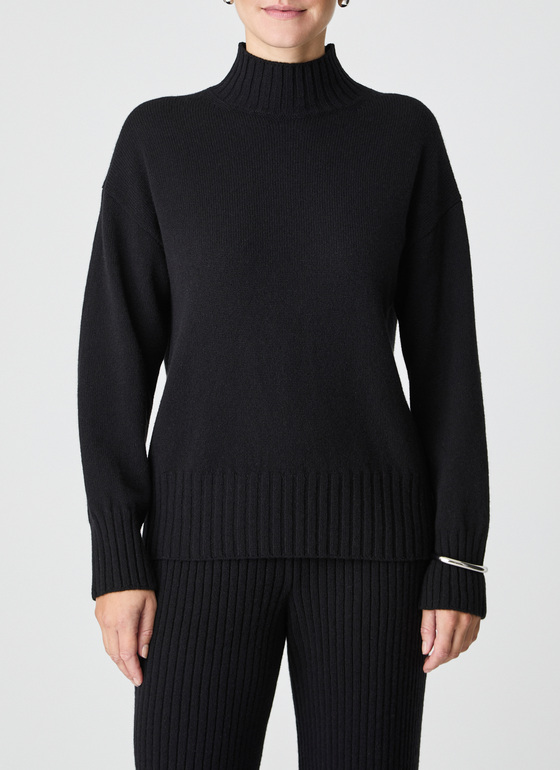 Pullover Stehkragen 1/1 Arm Black Frontansicht