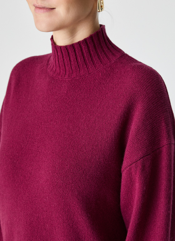 Pullover Stehkragen 1/1 Arm Bordeaux Frontansicht