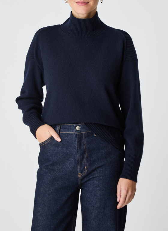 Pullover Stehkragen 1/1 Arm Navy Frontansicht