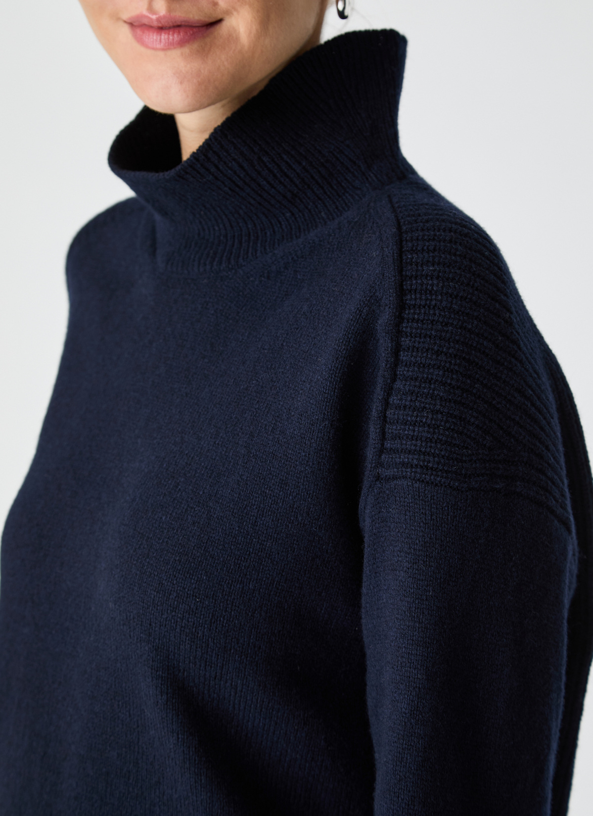 Pullover Stehkragen 1/1 Arm, Navy Detailansicht 2