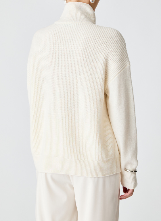 Pullover Stehkragen 1/1 Arm New White Frontansicht