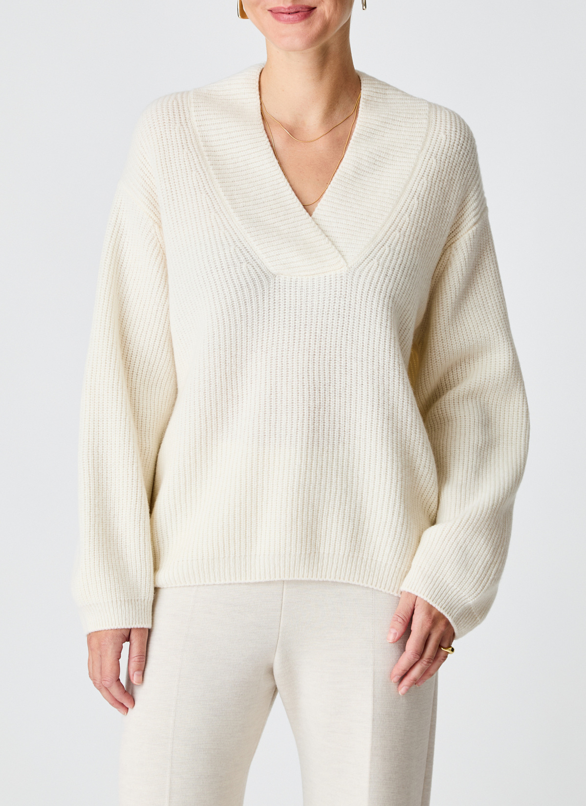 Pullover V-Ausschnitt 1/1 Arm, New White Frontansicht
