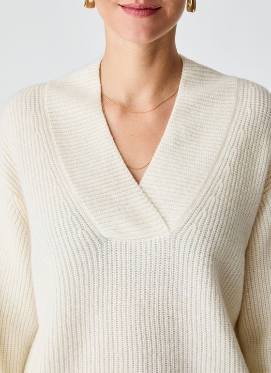 Pullover V-Ausschnitt 1/1 Arm New White Frontansicht