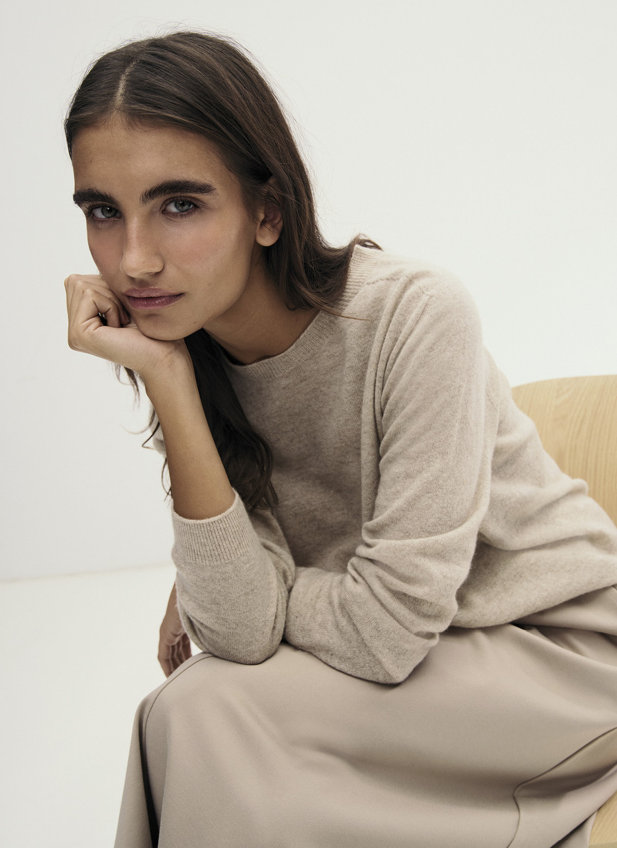 Pullover Rundhals 1/1 Arm, French Oak Frontansicht