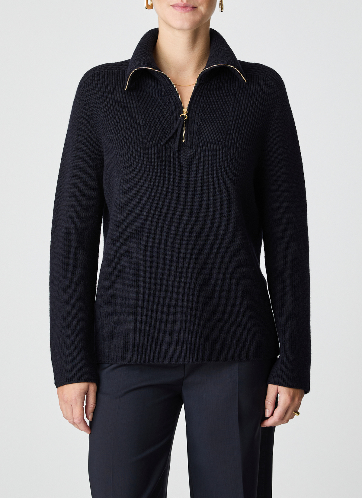 Pullover Rundhals 1/1 Arm, Navy Detailansicht 1