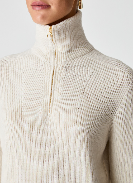 Pullover Rundhals 1/1 Arm Off White Frontansicht
