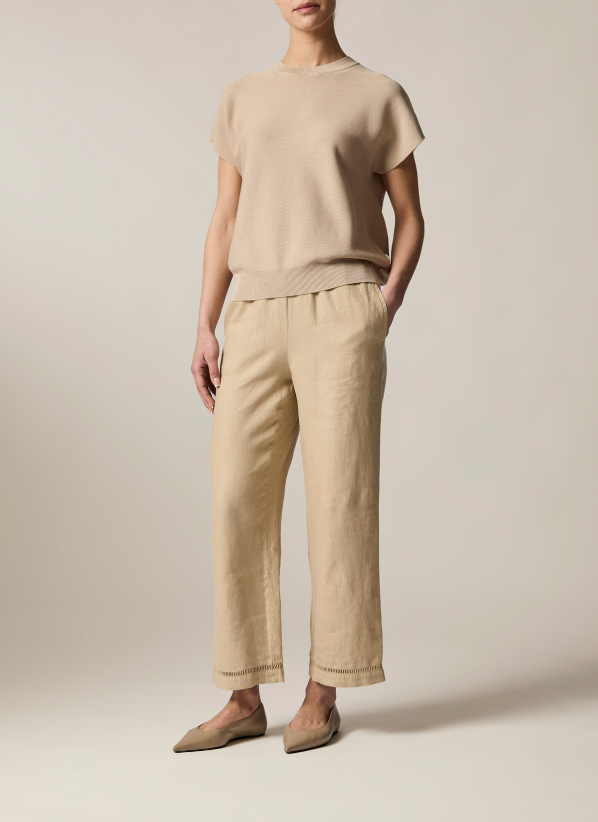 Pullover Rundhals 1/2 Arm, Beach Brown Detailansicht 2