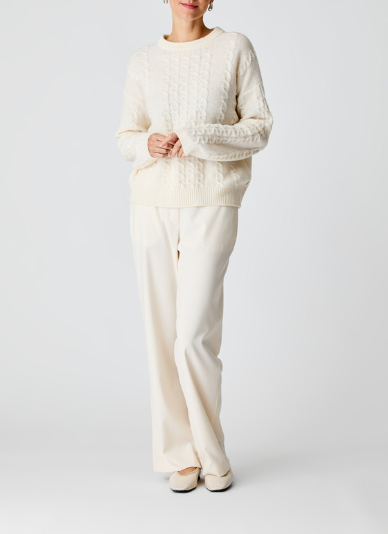 Pullover Rundhals 1/1 Arm New White Frontansicht