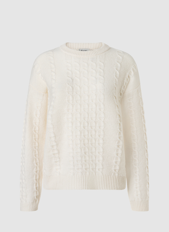 Pullover Rundhals 1/1 Arm New White Frontansicht